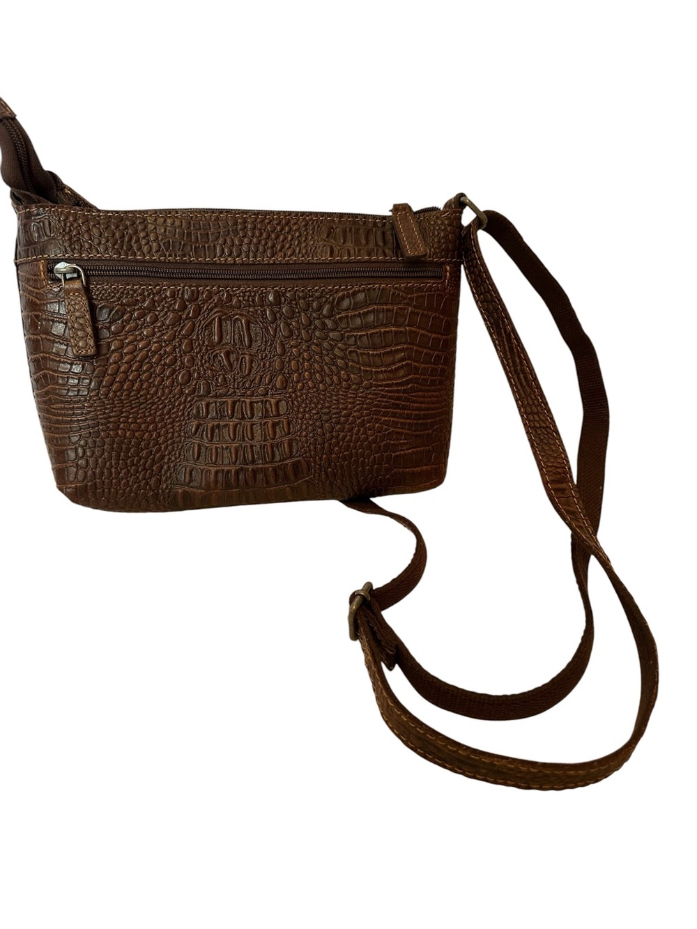 Jack George’s Brown Croc-Embossed Crossbody Bag